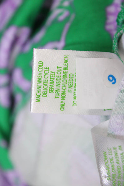 Lilly Pulitzer Womens Printed Batwing Sleeves Shirt Green Purple Size Medium
