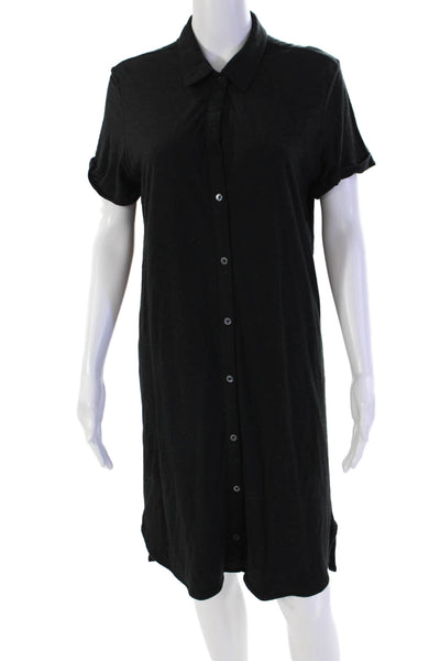 Standard James Perse Womens Short Sleeve Collared Buttoned Dress Black Size 2