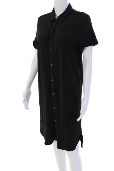 Standard James Perse Womens Short Sleeve Collared Buttoned Dress Black Size 2