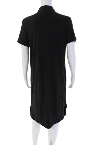Standard James Perse Womens Short Sleeve Collared Buttoned Dress Black Size 2