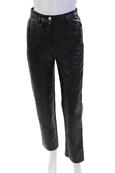 Wilfred Womens Textured Zip Button Straight Leg Sleek Pants Black Size 0