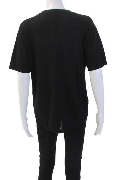 No Name Womens Short Sleeves V Neck Pullover Sweater Black Cotton Size Large