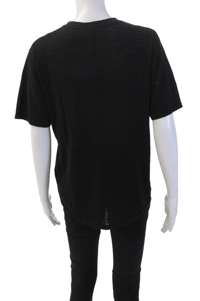 No Name Womens Short Sleeves V Neck Pullover Sweater Black Cotton Size Medium