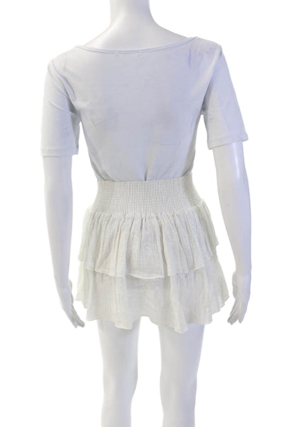 Pop Saint Barth Womens Cotton Metallic Striped Mini Skirt White Size S