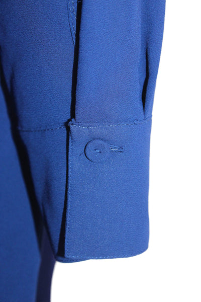 BCBG Max Azria Womens Long Sleeve Split Hem Tunic Blouse Electric Blue Size S