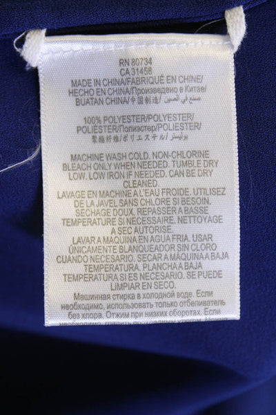 BCBG Max Azria Womens Long Sleeve Split Hem Tunic Blouse Electric Blue Size S