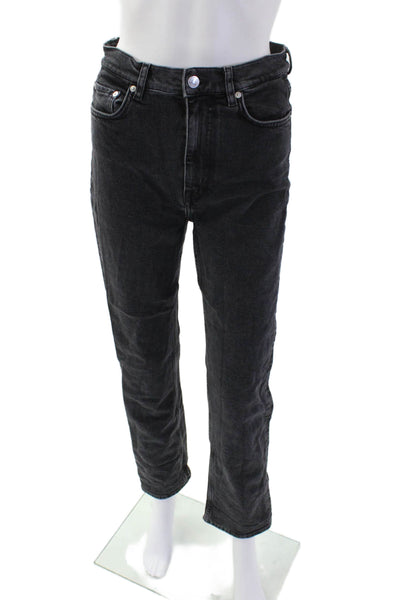 & Other Stories Womens Zip Up Slim Fit High Rise Jeans Black Cotton Size 28