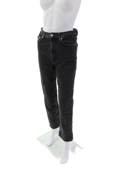 & Other Stories Womens Zip Up Slim Fit High Rise Jeans Black Cotton Size 28