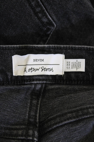 & Other Stories Womens Zip Up Slim Fit High Rise Jeans Black Cotton Size 28