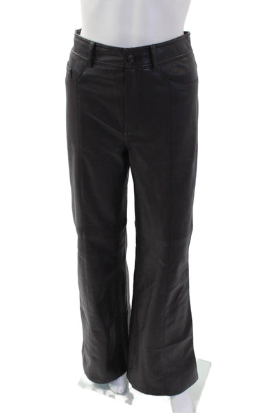 MNG Womens Zippered High-Waisted Flared Casual Pants Solid Brown Size 2