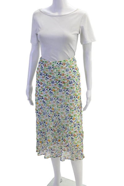 Maeve Anthropologie Womens Textured Rhinestone Floral Print Midi Skirt Green Siz