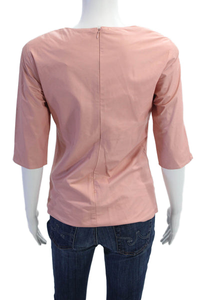 In Transit 2 Womens Leather Crew Neck Short Sleeve Blouse Top Pink Size S