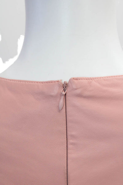 In Transit 2 Womens Leather Crew Neck Short Sleeve Blouse Top Pink Size S