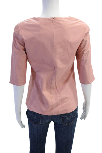 In Transit 2 Womens Leather Crew Neck Short Sleeve Blouse Top Pink Size XS
