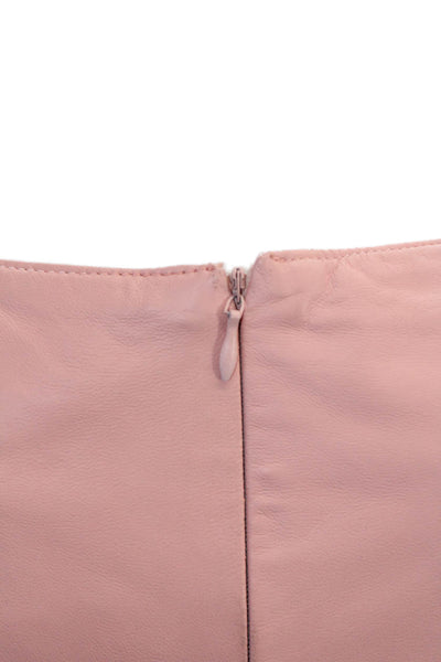 In Transit 2 Womens Leather Crew Neck Short Sleeve Blouse Top Pink Size XS