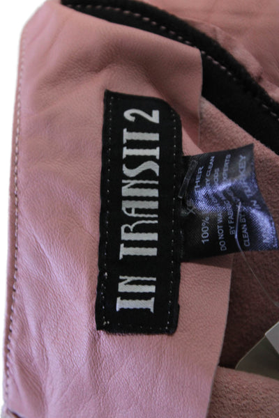 In Transit 2 Womens Leather Crew Neck Short Sleeve Blouse Top Pink Size XS