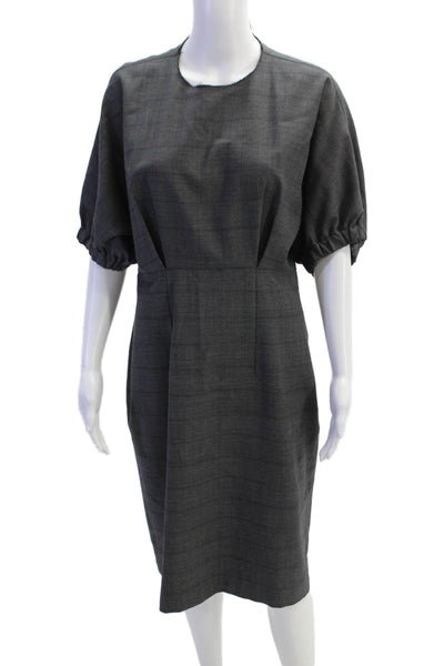 Isabel Marant Etoile Womens Side Zip Short Sleeve Shift Dress Gray Wool FR 42