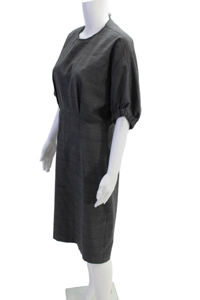 Isabel Marant Etoile Womens Side Zip Short Sleeve Shift Dress Gray Wool FR 42