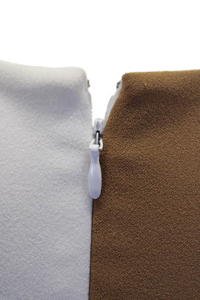 Calvin Klein Womens Round Neck Sleeveless Lined Ruched Colorblock Dress Brown Si