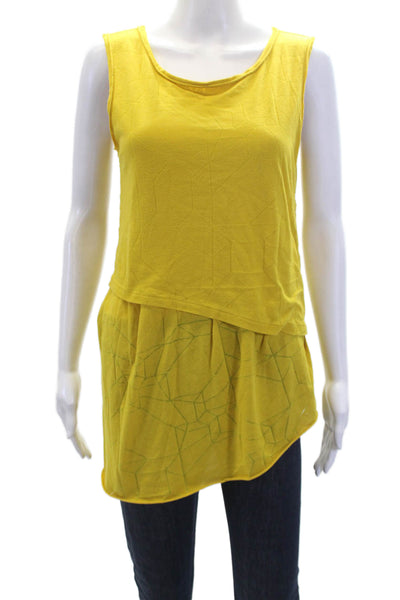 Rag & Bone Women's Scoop Neck Sleeveless Curved Hem Tank Top Yellow Size S