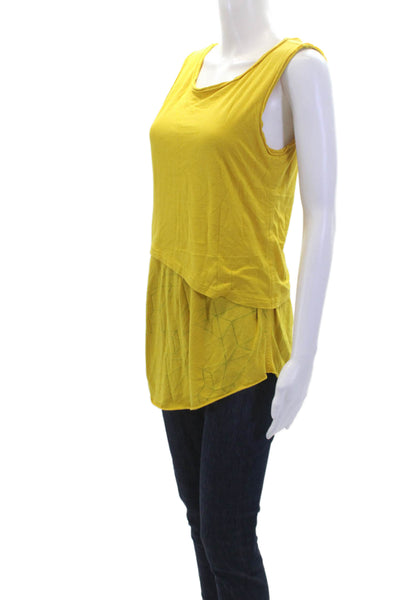 Rag & Bone Women's Scoop Neck Sleeveless Curved Hem Tank Top Yellow Size S