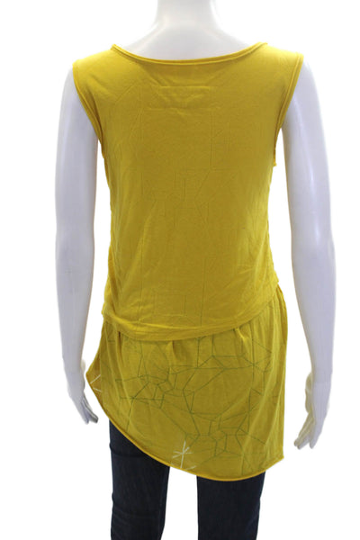 Rag & Bone Women's Scoop Neck Sleeveless Curved Hem Tank Top Yellow Size S