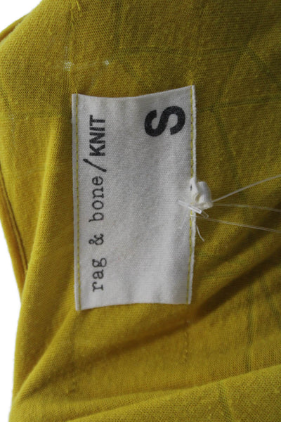 Rag & Bone Women's Scoop Neck Sleeveless Curved Hem Tank Top Yellow Size S