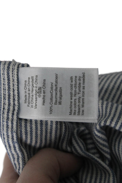 J Crew Women's Collared Long Sleeves Blouse Blue Striped Shirt Size XS