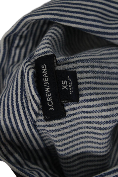 J Crew Women's Collared Long Sleeves Blouse Blue Striped Shirt Size XS