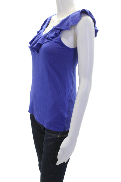 Lilly Pulitzer Women's Scoop Neck Ruffle Sleeveless Tank Top Blue Size XXS