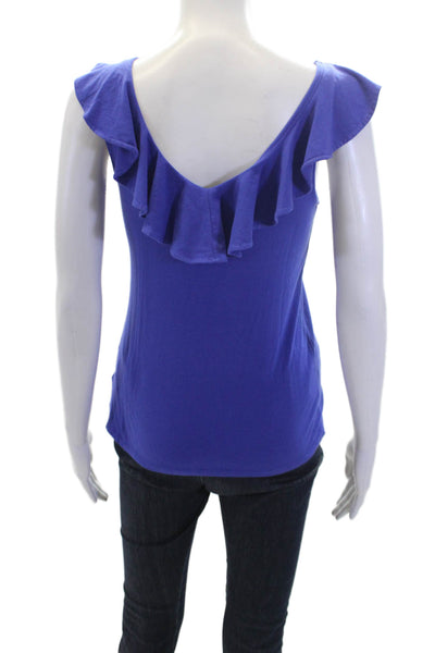 Lilly Pulitzer Women's Scoop Neck Ruffle Sleeveless Tank Top Blue Size XXS