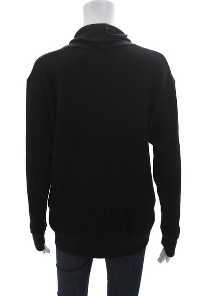 Stateside Women's Long Sleeves Button Ribbed Cardigan Sweater Black Size M