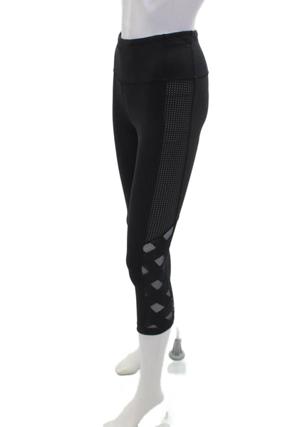 Lululemon Womens Crossed Sheer Panel Detail Athletic Leggings Black Size XS