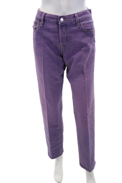 Levis Womens Zipper Fly High Rise Pleated Straight Leg Jeans Purple Size 28