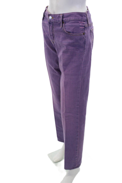 Levis Womens Zipper Fly High Rise Pleated Straight Leg Jeans Purple Size 28