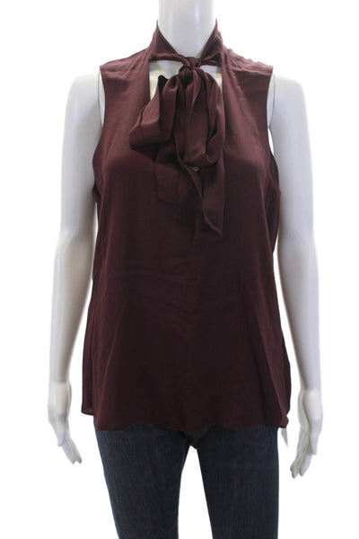 J Brand Womens Sleeveless Tie V Neck Boxy Top Blouse Red Sized Medium