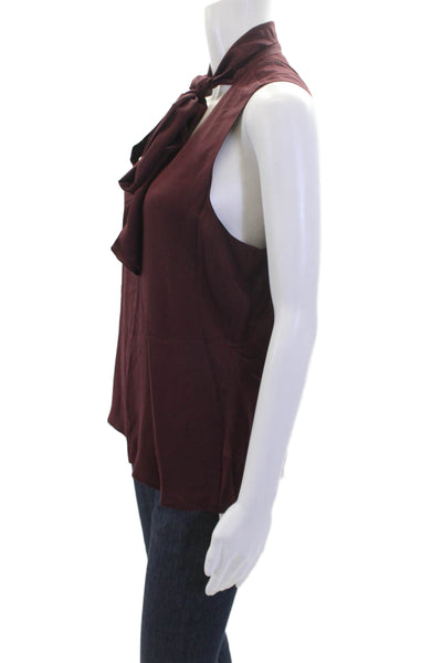 J Brand Womens Sleeveless Tie V Neck Boxy Top Blouse Red Sized Medium