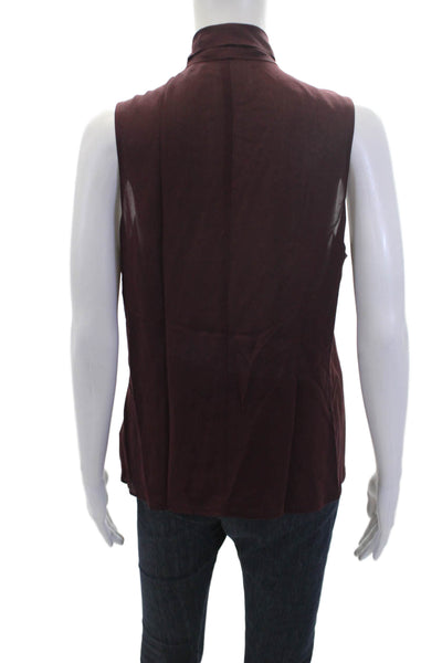 J Brand Womens Sleeveless Tie V Neck Boxy Top Blouse Red Sized Medium
