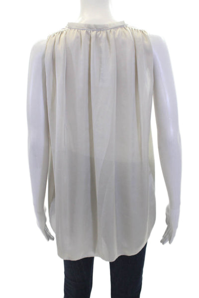 L Agence Womens Sleeveless Ruffled V Neck Fringe Satin Top Gray Size 3