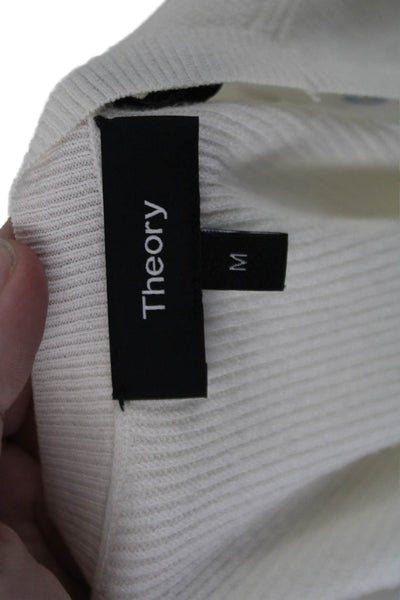 Theory Womens Crew Neck Ribbed Knit Stretch Tank Top White Size Medium