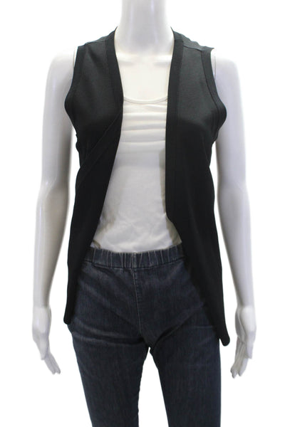 Theory Womens Sleeveless V Neck Knit Wrap Top Blouse Black Size Medium