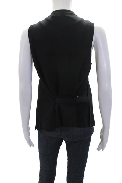 Theory Womens Sleeveless V Neck Knit Wrap Top Blouse Black Size Medium