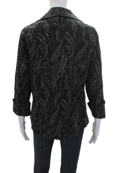 J' Envie Womens Paisley Print Long Sleeve Open Frotn Blazer Jacket Black Size 8