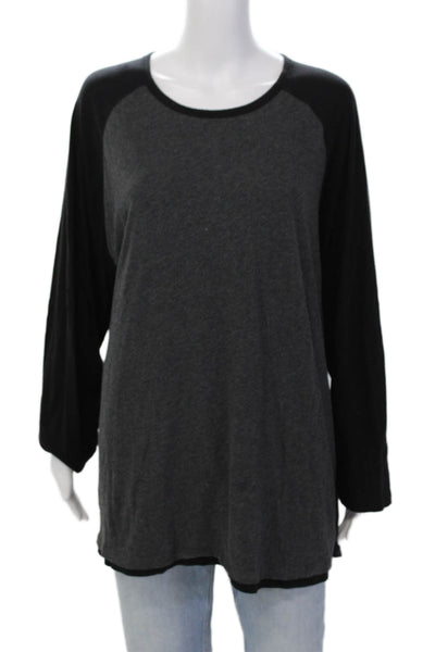 Vince Womens Cotton Color Block Crew Neck Long Sleeve Sweater Top Gray Size XXL