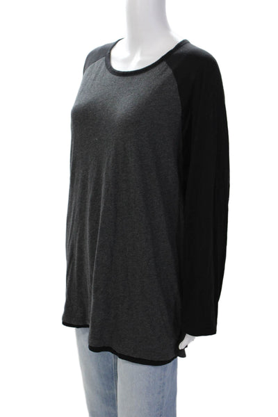 Vince Womens Cotton Color Block Crew Neck Long Sleeve Sweater Top Gray Size XXL