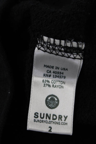 Sundry Womens High Rise Drawstring Straight Leg Knit Jogger Pants Black Size 2