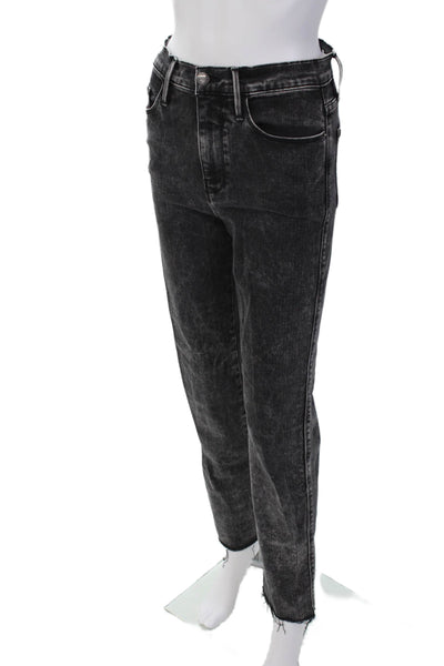 Frame Womens Zipper Fly High Rise Le Sylvie Slender Straight Jeans Gray Size 26
