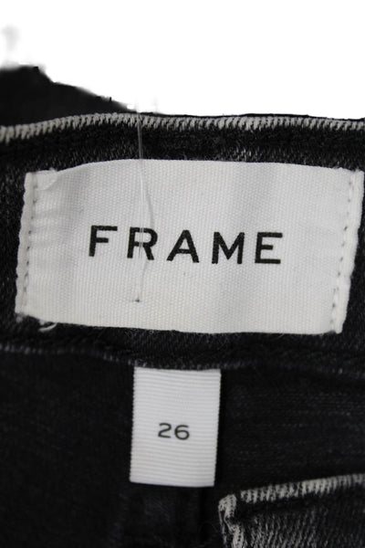 Frame Womens Zipper Fly High Rise Le Sylvie Slender Straight Jeans Gray Size 26
