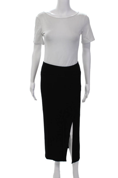 Wilfred Free Womens Elastic Waistband Side Slit Knit Pencil Skirt Black Small