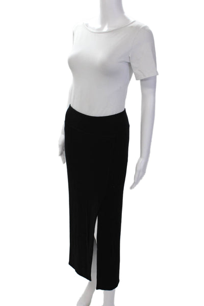 Wilfred Free Womens Elastic Waistband Side Slit Knit Pencil Skirt Black Small